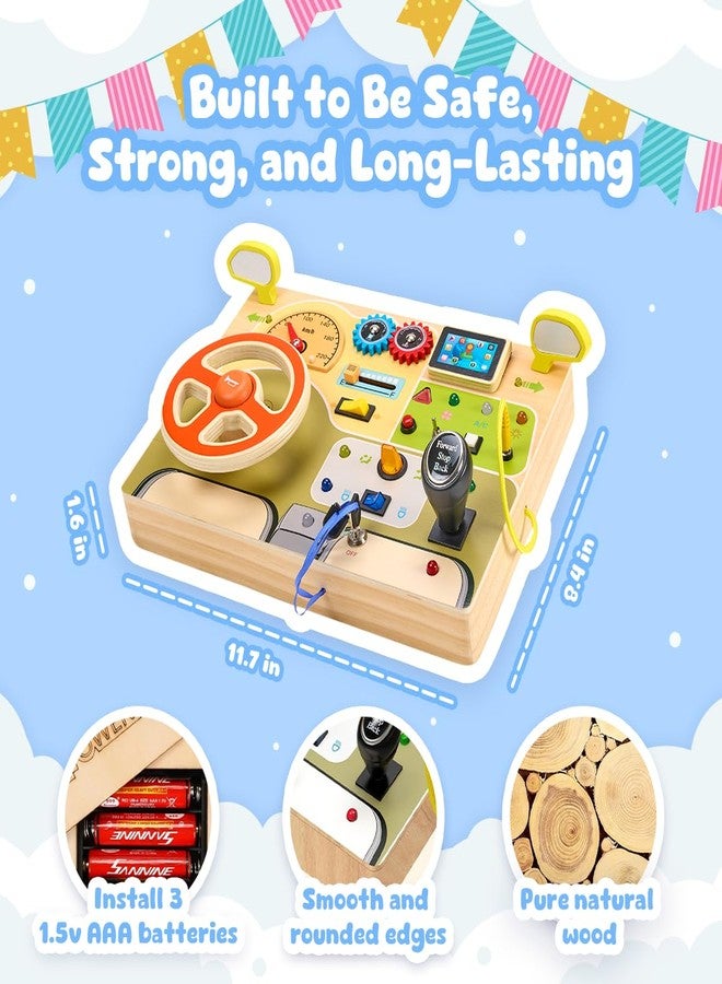 Playbees Montessori Toys for Toddlers 1-4 – Wooden Baby Busy Board Sensory Toy with Light Switch – Educational Travel Toy for Fine Motor Skills & Learning Activities – Perfect for Boys and Girls - Image 5